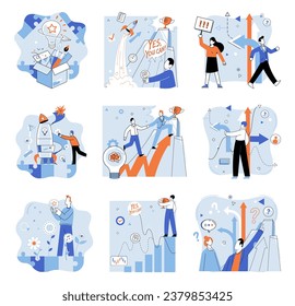 Startup business vector illustration. Startup development relies on thorough research and analysis market trends and customer preferences The startup business metaphor represents transformative
