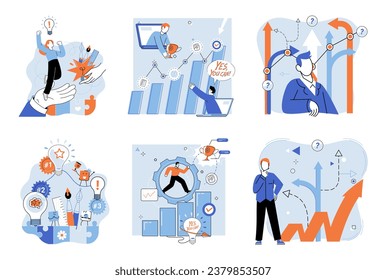 Startup business vector illustration. The startup business metaphor represents transformative journey idea into thriving business Success in startup business requires combination innovative solutions