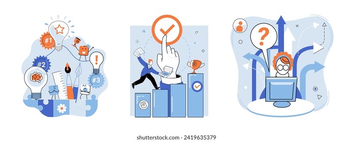 Startup business vector illustration. Strategic planning is essential for startups to invest their resources wisely and achieve business growth Continuous improvement is necessary for startup
