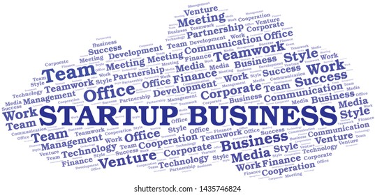Startup Business word cloud. Collage made with text only.