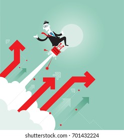 Startup Business-Businessman on light bulb. business concept illustration.
