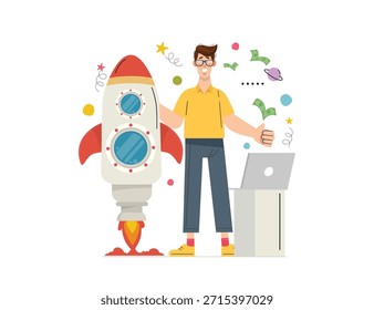 Ilustrador De Conceito De Inicialização E BusinessMan