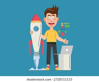Design de vetor de conceito de business de inicialização