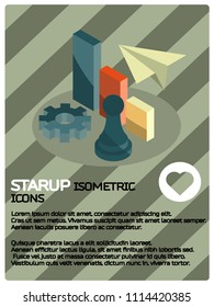 Startup color isometric poster