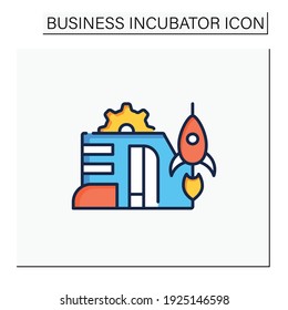 Startup company color icon. Launch of new business plan. Smart technology concept.Business idea development with creative approach. Isolated vector illustration