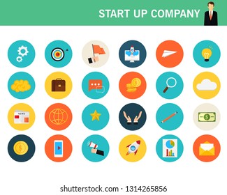Startup Company concept flat icons