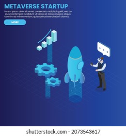 Startup Company Virtual Metaverse 3d Isometric Vector Illustration Concept For Banner, Website, Landing Page, Ads, Flyer Template