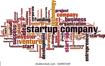 Startup company word cloud concept. Vector illustration
