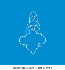 startup competitionbanner concept Rocket  Vector and illustration flying rocket.Space travel to the moon.Space rocket launch.Project start up Solar System and text space