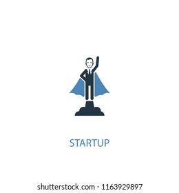 startup concept 2 colored icon. Simple blue element illustration. startup concept symbol design from Crowdfunding set. Can be used for web and mobile UI/UX