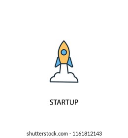 Startup concept 2 colored line icon. Simple yellow and blue element illustration. Startup concept outline symbol design from Startup set