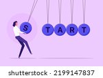 Start-up. Concept For Action and Reaction or Cause And Result in Business With Cradle, Vector Illustration