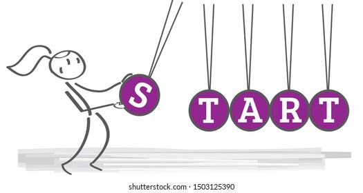 Start-up. Concept For Action and Reaction or Cause And Result in Business With Cradle - Vector Illustration