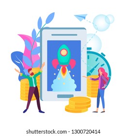 Startup concept, the beginning of mobile Internet business