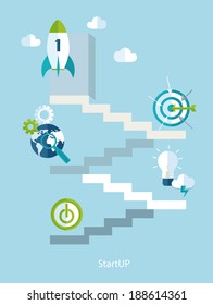 Startup concept in flat style. 