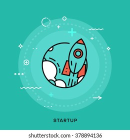 Startup Concept. Flat Style Thin Line Icon.