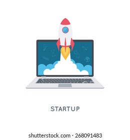 Startup concept illustration. Modern flat design template. Infographic background.