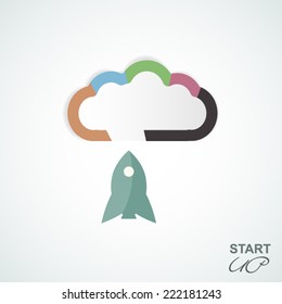Start-up concept for new business project or launching new product and service creative illustration