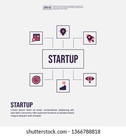 Startup concept for presentation, promotion, social media marketing, and advertising. Minimalist Startup infographic with flat icon