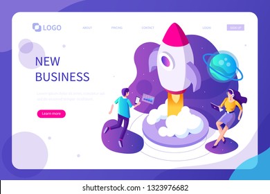 
Startup concept with rocket launch. Can use for web banner, infographics, hero images. Flat isometric vector illustration isolated on white background.
