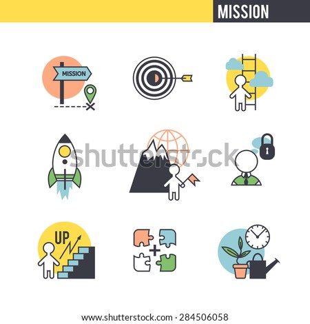 Startup concept. Set of icons on white background.