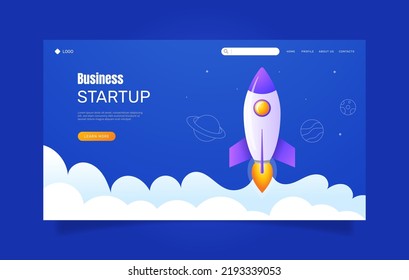 Start-up corporate landing page. - Vector.