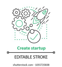 Startup creating concept icon. Business project idea thin line illustration. Vector isolated outline drawing. Editable stroke