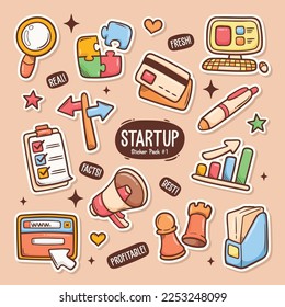 Startup Cute Doodle Vector Sticker Collection
