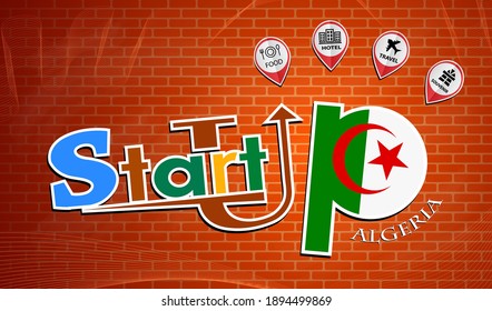 Startup  design made from the flag of Algeria, conceptual vector 