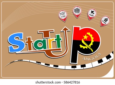 Startup  design made from the flag of Angola, conceptual vector illustration