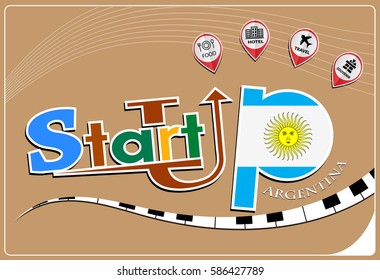 Startup  design made from the flag of argentina, conceptual vector illustration