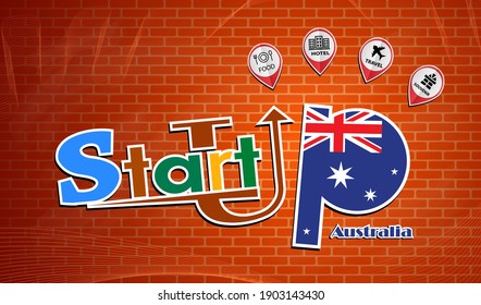 Startup  design made from the flag of Australia, conceptual vector 