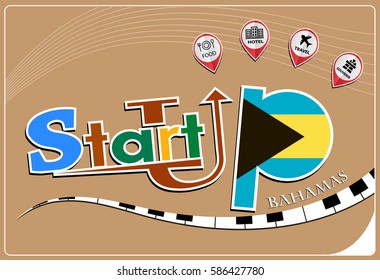 Startup  design made from the flag of Bahamas, conceptual vector illustration