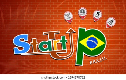 Startup  design made from the flag of Brazil, conceptual vector 