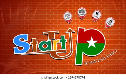Startup  design made from the flag of Burkina Faso, conceptual vector 