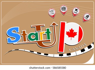 Startup  design made from the flag of Canada, conceptual vector illustration