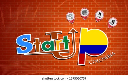 Diseño de emprendimiento hecho desde la bandera de Colombia, vector conceptual 