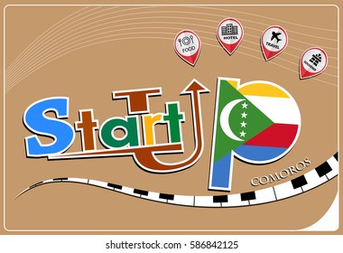 Startup  design made from the flag of Comoros, conceptual vector illustration