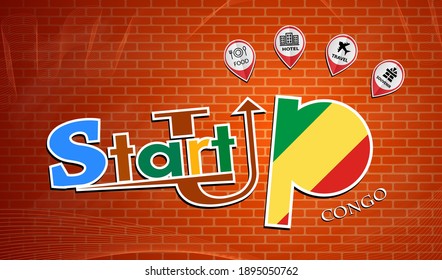 Startup  design made from the flag of Congo, conceptual vector 