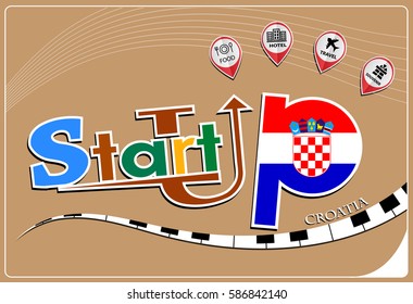 Startup  design made from the flag of croatia, conceptual vector illustration