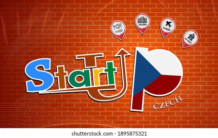 Diseño de inicio hecho a partir de la bandera checa, vector conceptual 