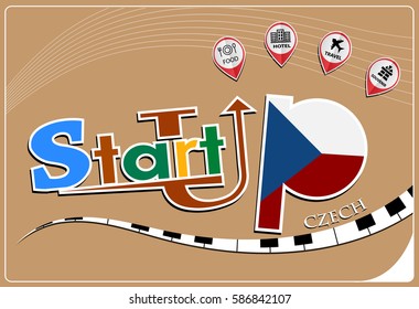 Startup  design made from the flag of Czech, conceptual vector illustration