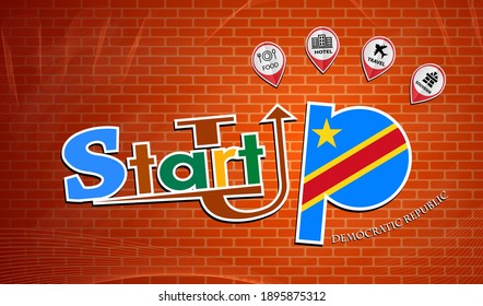 Diseño de emprendimientos a partir de la bandera de la República Democrática, vector conceptual 