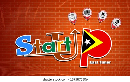 Diseño de emprendimiento hecho desde la bandera de Timor Oriental, vector conceptual 