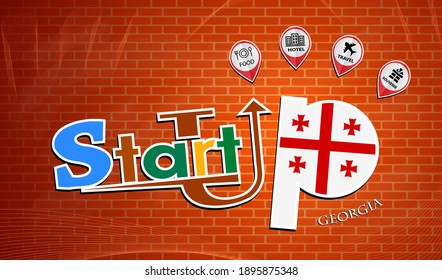 Diseño de inicio hecho desde la bandera de Georgia, vector conceptual 