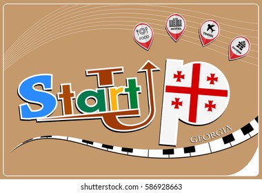 Startup  design made from the flag of Georgia, conceptual vector illustration