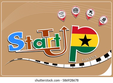 Startup  design made from the flag of Ghana, conceptual vector illustration