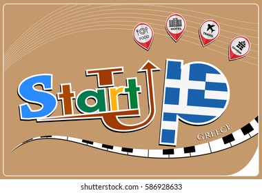 Startup  design made from the flag of Greece, conceptual vector illustration