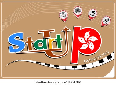 Startup  design made from the flag of Hong Kong, conceptual vector illustration