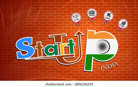 Startup  Design Made From The Flag Of India, Conceptual Vector 